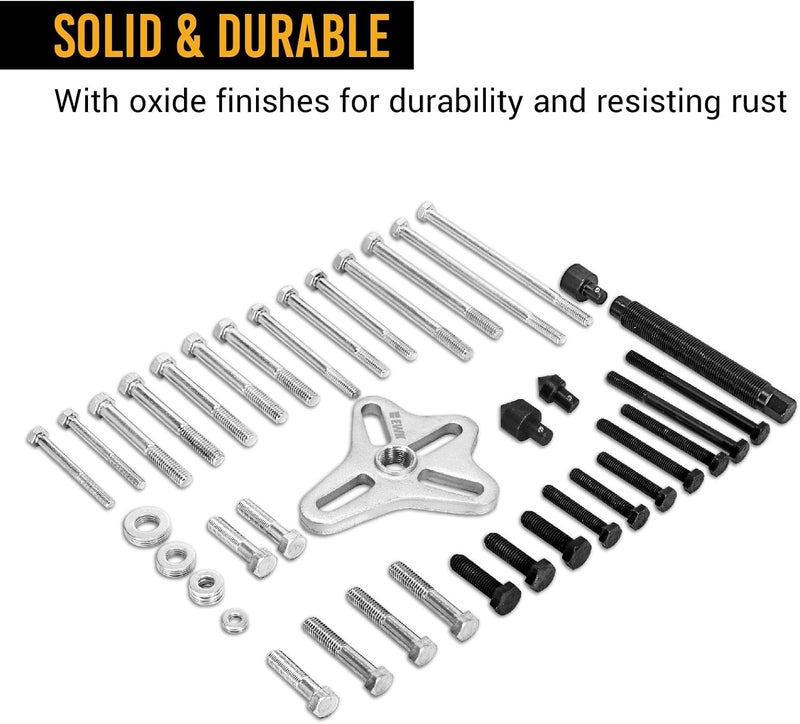 EWK 51 Pcs Harmonic Balancer Puller Set, Steering Wheel Puller, Crankshaft Pulley & Gear Puller, Flywheel Removal Tool - Image 5